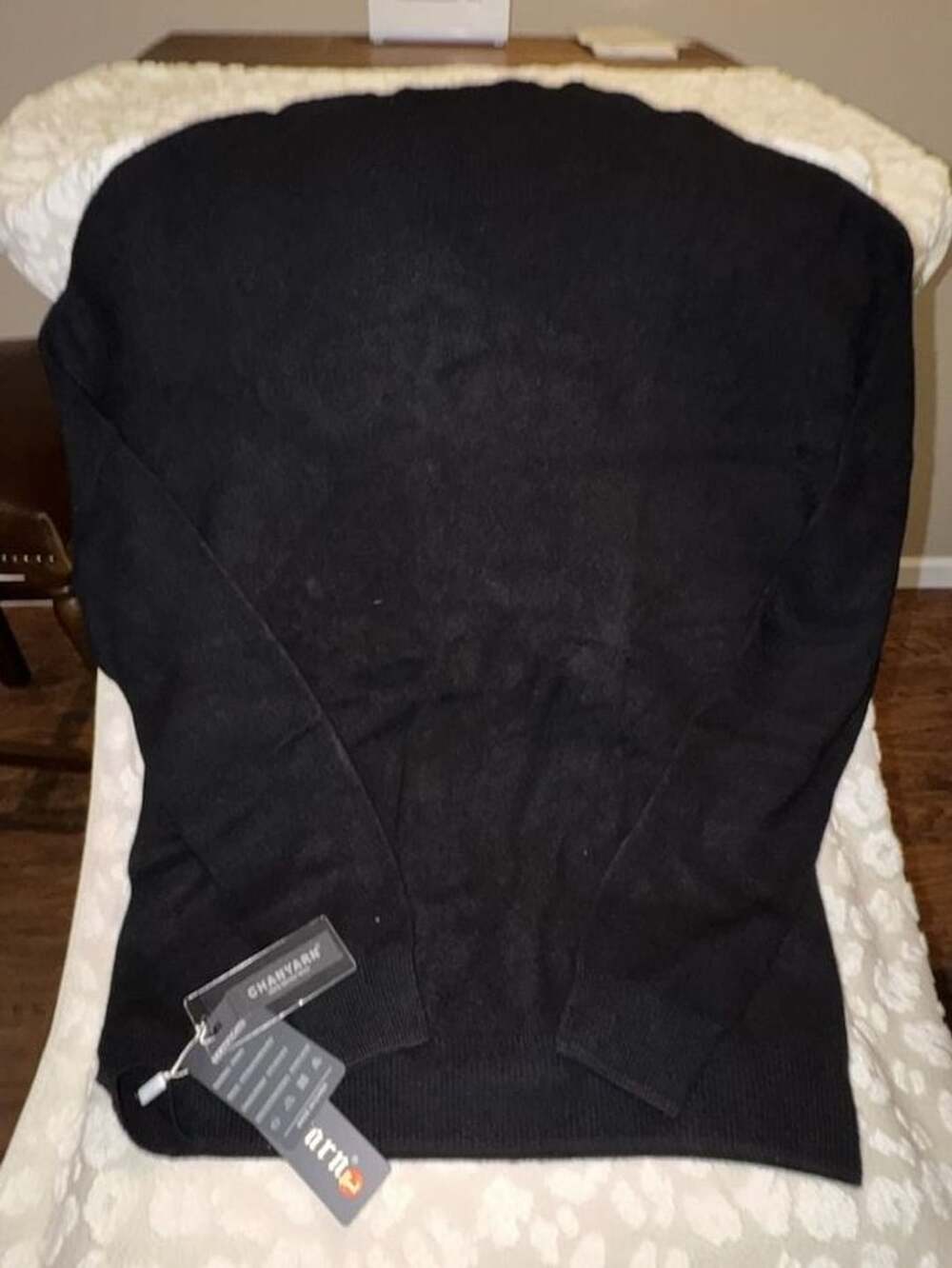 CHANYARN Women’s Black 100% Superfine Merino Wool Turtleneck Sweater Size L